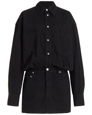 HAIKURE - Tatum Denim Shirt-Skirt Combo Mini Dress - Black - S - Moda Operandi