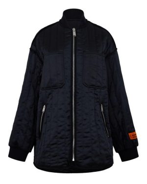 HERON PRESTON Satin Quilt Jacket - Black