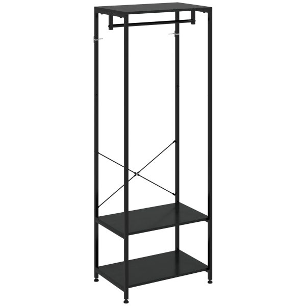 HOMCOM Coat Rack - 2-in-1 Clothes Stand with Shoe Storage for Hallway - Black | TJ Hughes