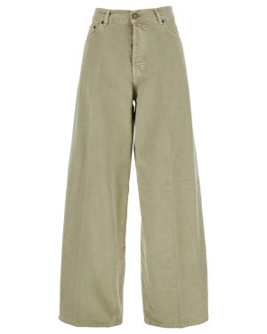 Haikure bethany Green Jeans With Logo Patch On The Back In Cotton Twill Woman