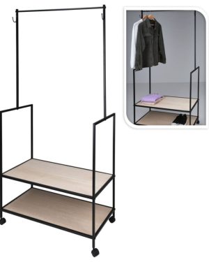 H&S Collection Coat Rack with 2 Hooks Metal Bedroom Garment Rack Coat Shelf