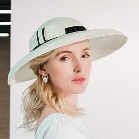 Hats Fiber Bowler / Cloche Hat Bucket Hat Straw Hat Wedding Tea Party Elegant Wedding With Bowknot Splicing Headpiece Headwear