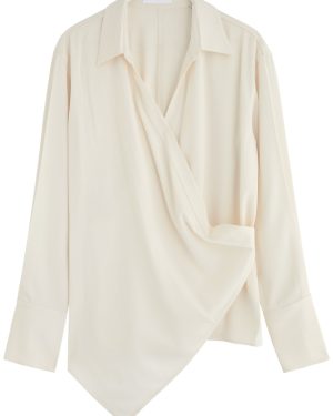 Helmut Lang Crepe de Chine Wrap top - Ivory - S (UK8-10 / S)