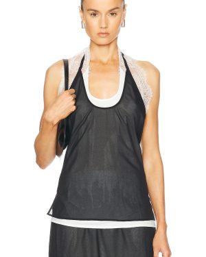 Helmut Lang Lace Camisole Top in Black - Black. Size L (also in S, XS).