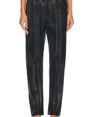 Helmut Lang Pleated Leather Pant in Black - Black. Size M (also in S, XS).