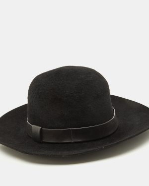 Hermès Black Rabbit Felt Fedora Hat Size 59