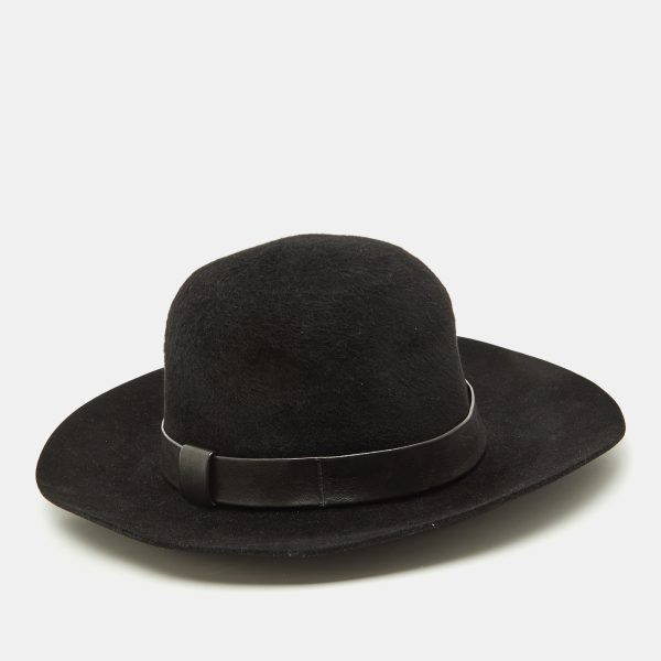 Hermès Black Rabbit Felt Fedora Hat Size 59