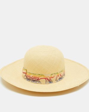 Hermes Cream Straw Brides De Gala Hat Size 56