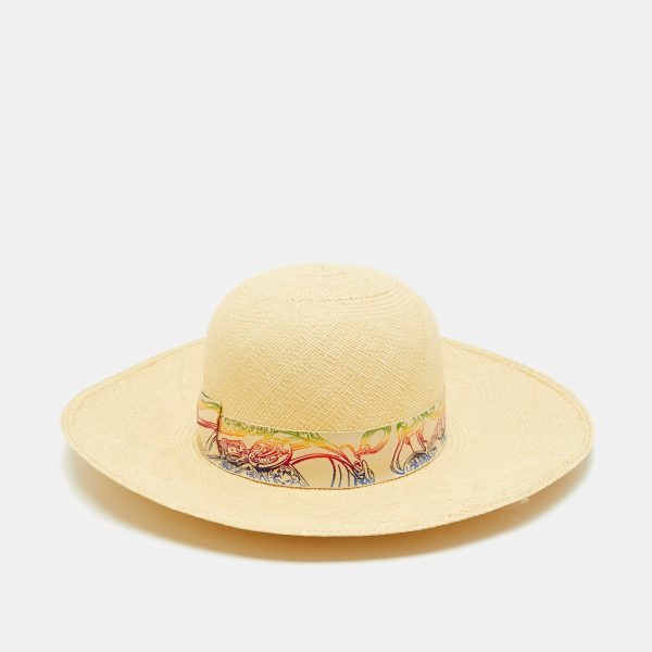 Hermes Cream Straw Brides De Gala Hat Size 56