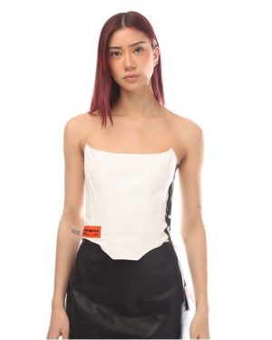 Heron Preston Flaming Skull Corset Top - White