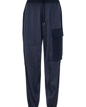 High Energize Satin-crepe Cargo Trousers - Navy - 8