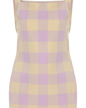 High Sport - Asher Gingham Cotton-Blend Knit Apron Top - Purple - L - Moda Operandi