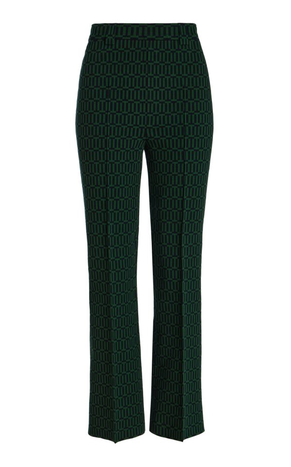 High Sport - Charlie Geo-Jacquard Flared Pants - Green - S - Moda Operandi