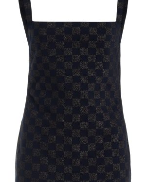 High Sport - Exclusive Asher Checked Cotton-Blend Knit Apron Top - Navy - S - Moda Operandi