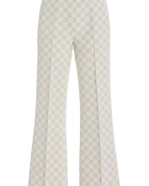 High Sport - Exclusive Kick Checked Stretch-Cotton Knit Cropped Flared Pants - Ivory - XL - Moda Operandi