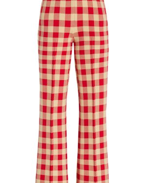 High Sport - Exclusive Kick Gingham Stretch-Cotton Knit Cropped Flared Pants - Red - XL - Moda Operandi