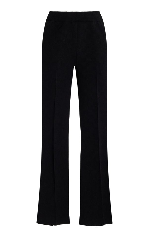 High Sport - Long Kick Flared Stretch-Cotton Knit Pants - Black - S - Moda Operandi