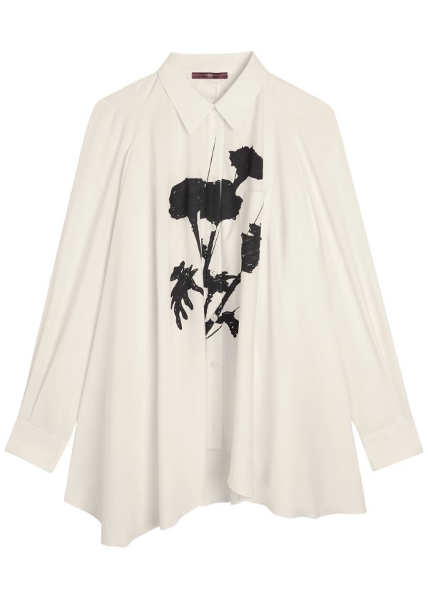 High Thank You Printed Crepe Shirt - Cream - 48 (UK16 / XL)