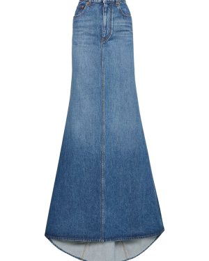 High Waist Denim Long Skirt