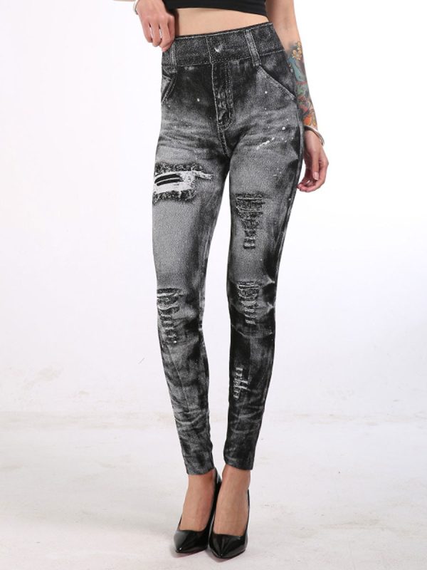 High Waisted Leggings Stretchy Jeans Like Women Bottom