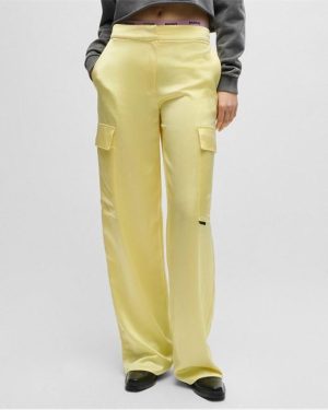 Hugo Hakila-1 Relaxed-Fit Cargo Trousers - Yellow