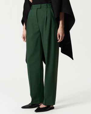 Hunter Green Wool Blend Tailored Trousers