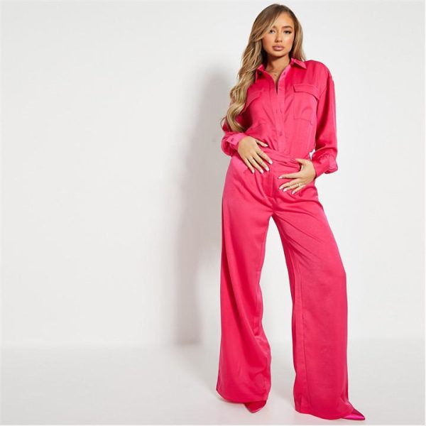 I Saw It First Wide Leg Tailored Trousers - Pink