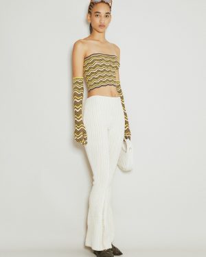 Isa Boulder Tent Flared Knit Pants - Woman Pants White S