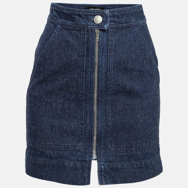 Isabel Marant Blue Denim Zip Front Mini Skirt S