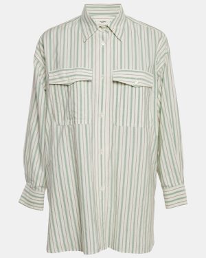 Isabel Marant Etoile Green Stripe Cotton Ajady Shirt S