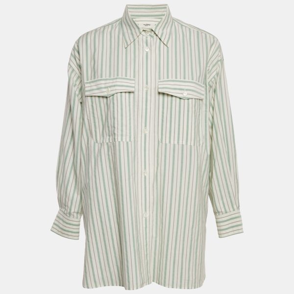 Isabel Marant Etoile Green Stripe Cotton Ajady Shirt S