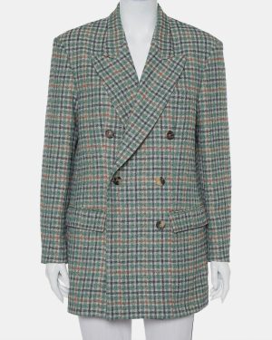 Isabel Marant Green Prince Of Wales Checkered Cotton Double Breasted Telis Blazer M