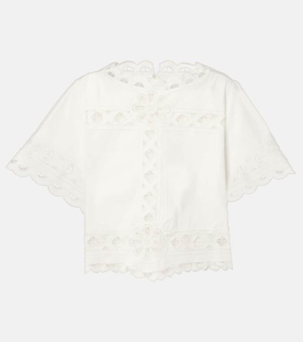 Isabel Marant Parissa embroidered cotton crop top