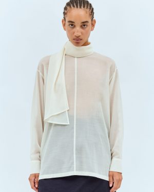 Issey Miyake Sheer Shirt With Shawl - Woman Shirts Off White 2
