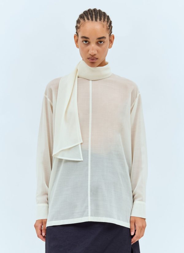 Issey Miyake Sheer Shirt With Shawl - Woman Shirts Off White 2