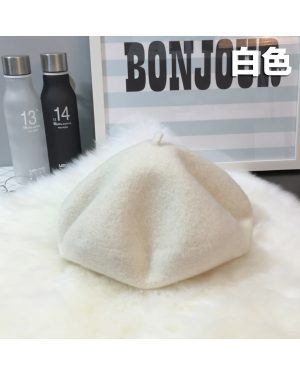 (Ivory) Wool Warm Soft Beret For Women Autumn Winter Fashion Trendy Beret Hat