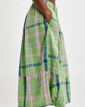 Ivy Cropped Pull-On Culotte Pants at Free People in Green Combo, Size: XS