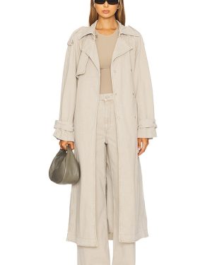 Ivy Oak Cordelia Denim Trench Coat in Beige. Size 34, 36, 40.