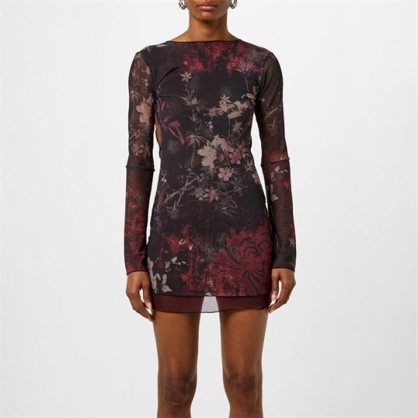 JADED LONDON Maram Mesh Backless Mini Dress - Brown