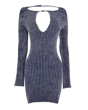 JADED LONDON Tribeca Backless Mini Dress - Blue