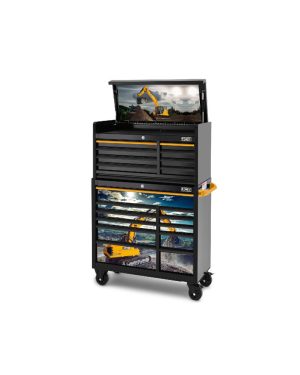 JCBEXCSTACK Roller Cabinet & Top Tool Chest Stack with Excavator Wrap