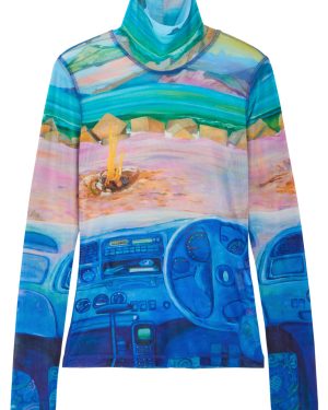 JW Anderson Printed Jersey-mesh top - Blue - M (UK12 / M)