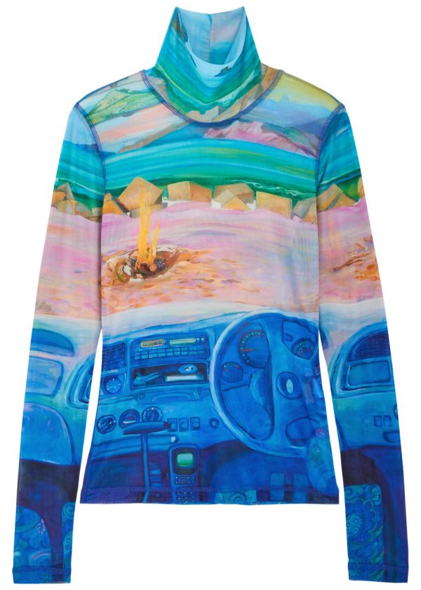 JW Anderson Printed Jersey-mesh top - Blue - M (UK12 / M)