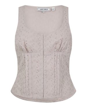 Jack Wills Broderie Corset Top - Neutral