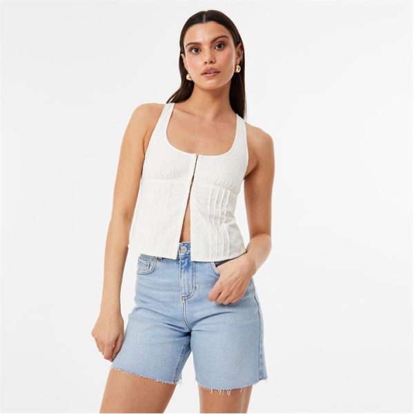 Jack Wills Broderie Corset Top - White