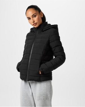 Jack Wills Luna Hooded Puffer Jacket Womens - Black