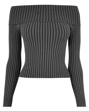 Jack Wills Two-Tone Bardot Top Womens - Grey