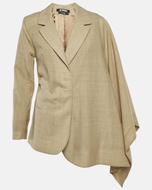 Jacquemus Beige Wool Le Souk Draped Sleeve Jacket M