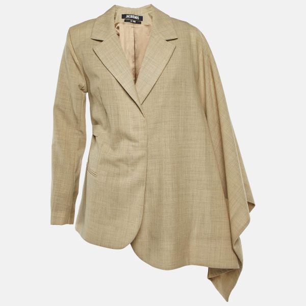 Jacquemus Beige Wool Le Souk Draped Sleeve Jacket M