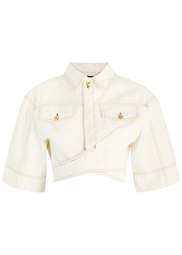 Jacquemus Le Haut De-nmes Denim Wrap top - Off White - 36 (UK8 / S)